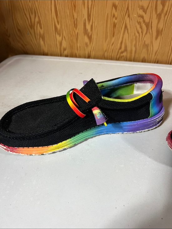 Hey Dude Men’s 10 Black Sneakers with Rainbow Trim main image 5